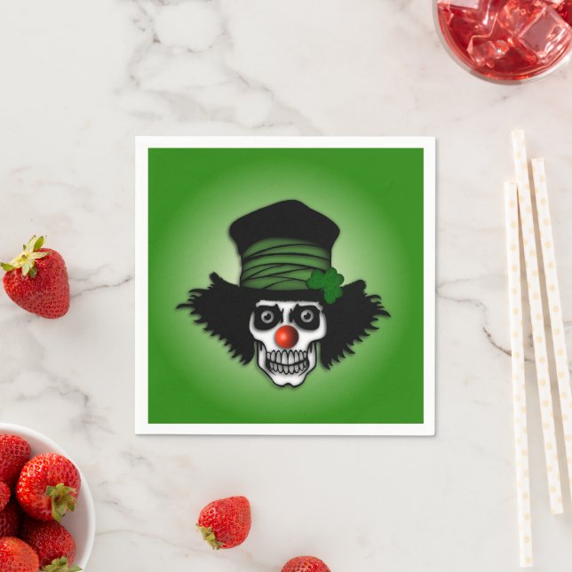 Irish Skeleton Clown Green Napkin (Insitu)