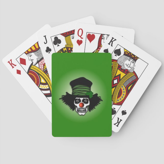Irish Skeleton Clown Green Playing Cards (Back)