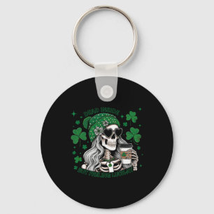 Irish Skeleton Dead Inside Coffee St Patricks Day  Key Ring