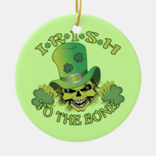 Irish Skull Ceramic Ornament