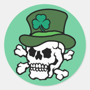 Irish Skull Classic Round Sticker