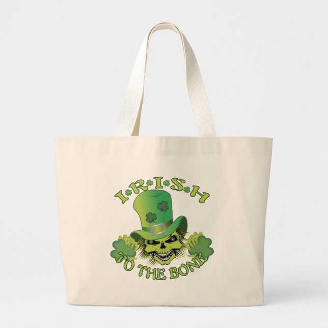 Irish Skull Large Tote Bag (Front)