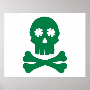 Irish skull shamrock bones poster
