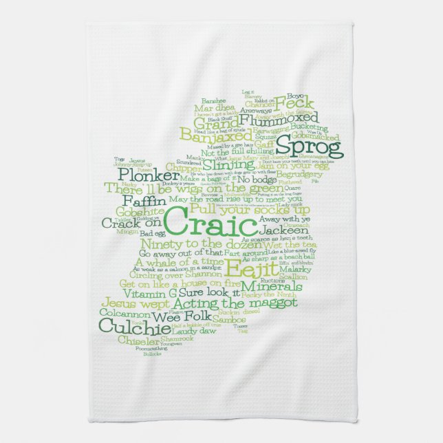 Irish Slang Map Tea Towel (Vertical)