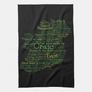Irish Slang Word Art Map Kitchen Towel