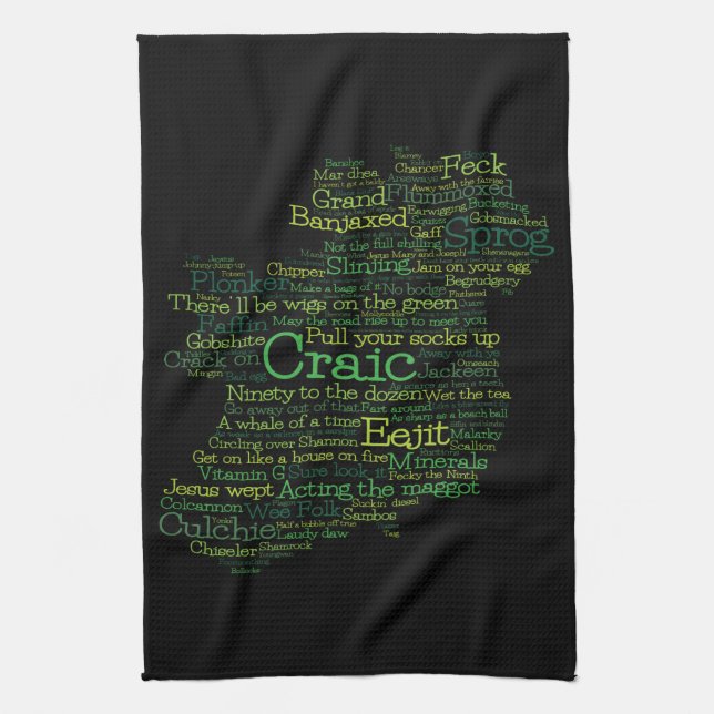 Irish Slang Word Art Map Kitchen Towel (Vertical)