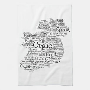 Irish Slang Word Art Map Kitchen Towel