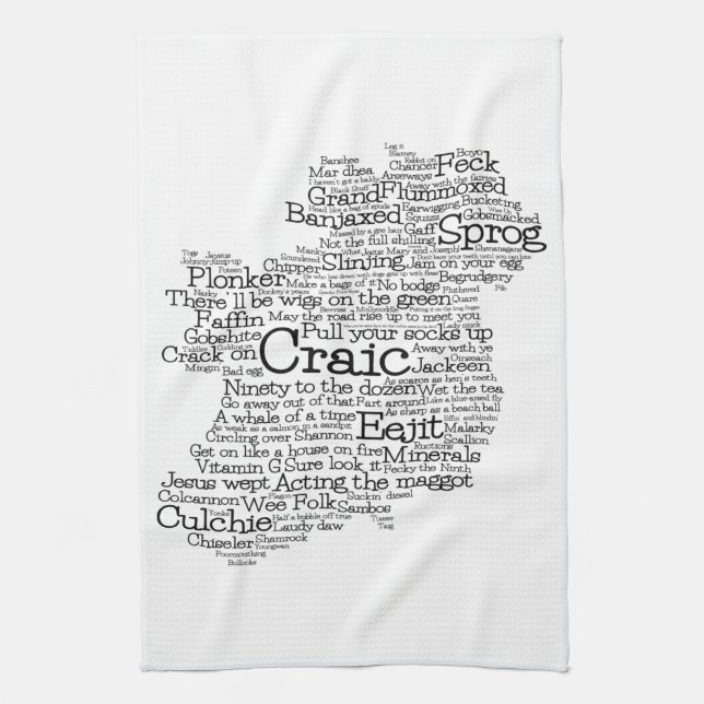 Irish Slang Word Art Map Kitchen Towel (Vertical)