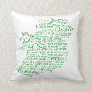 Irish Slang Word Art Map Throw Pillow