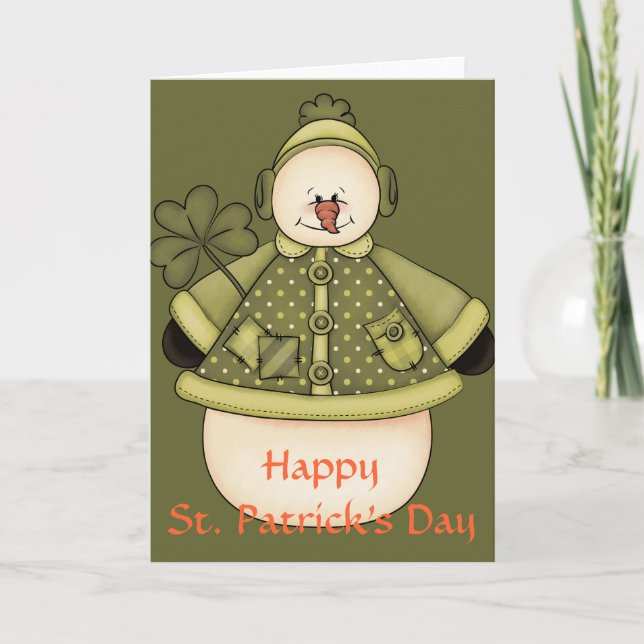 Irish Snowman d2 St. Patrick's Day Greeting Card (Front)
