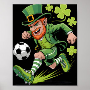 Irish Soccer Leprechaun Fun St Patricks Day Footll Poster