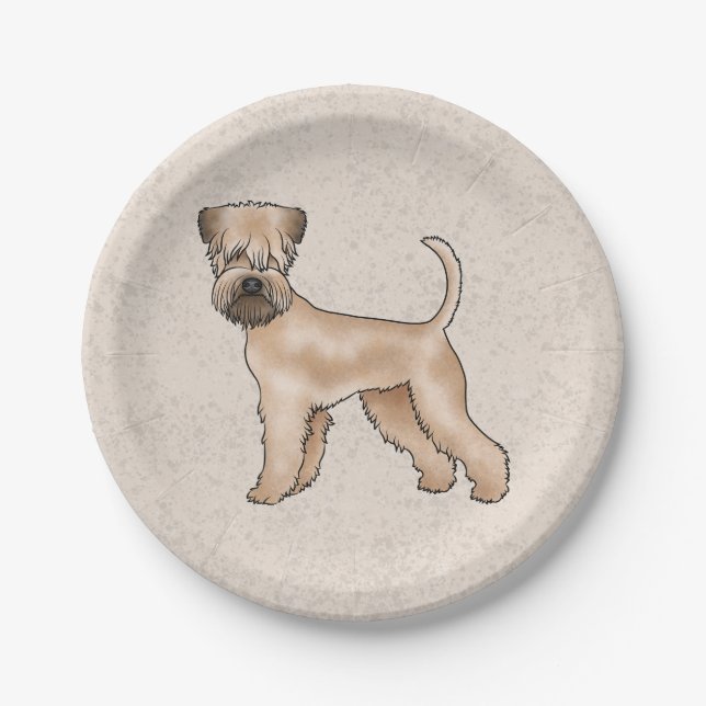 Irish Soft-Coated Wheaten Terrier Cute Dog Beige Paper Plate (Front)