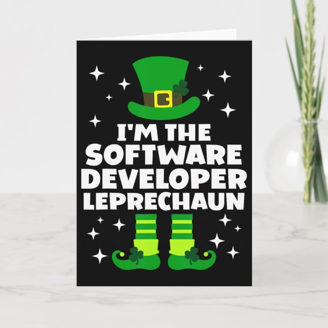 Irish Software Developer Leprechaun St Patricks Da Card (Front)