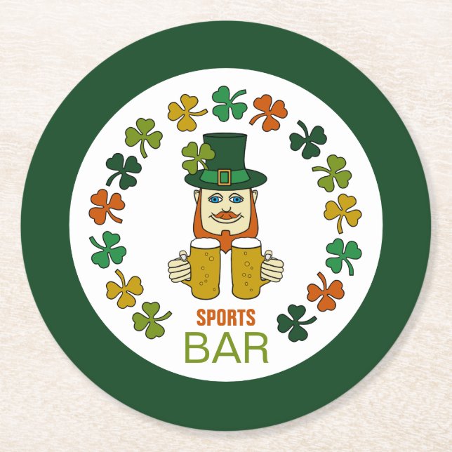 Irish Sports Bar, Pub/Brewery Round Paper Coaster (Front)