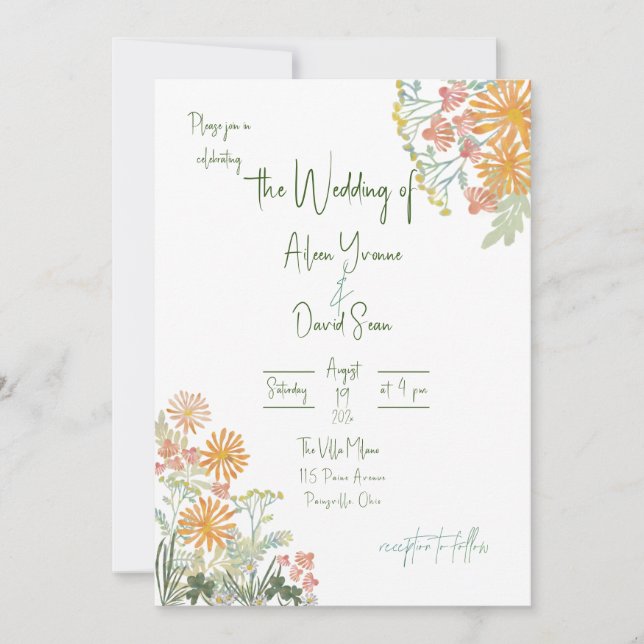 Irish Springtime Daisies Wedding Invitation (Front)