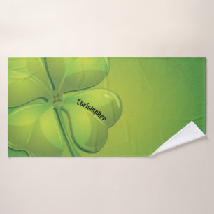 Irish St. Patrick’s Day Green Shamrock Personalise Bath Towel