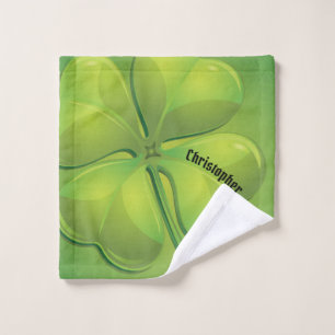 Irish St. Patrick’s Day Green Shamrock Personalise Wash Cloth