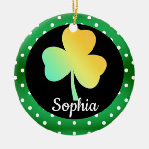 Irish St Patrick's Day Custom Designed Shamrock Ceramic Ornament