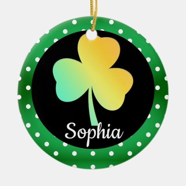 Irish St Patrick's Day Custom Designed Shamrock Ceramic Ornament (Front)