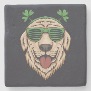 Irish St Patrick's Day dog lover Sunglasses Stone Coaster