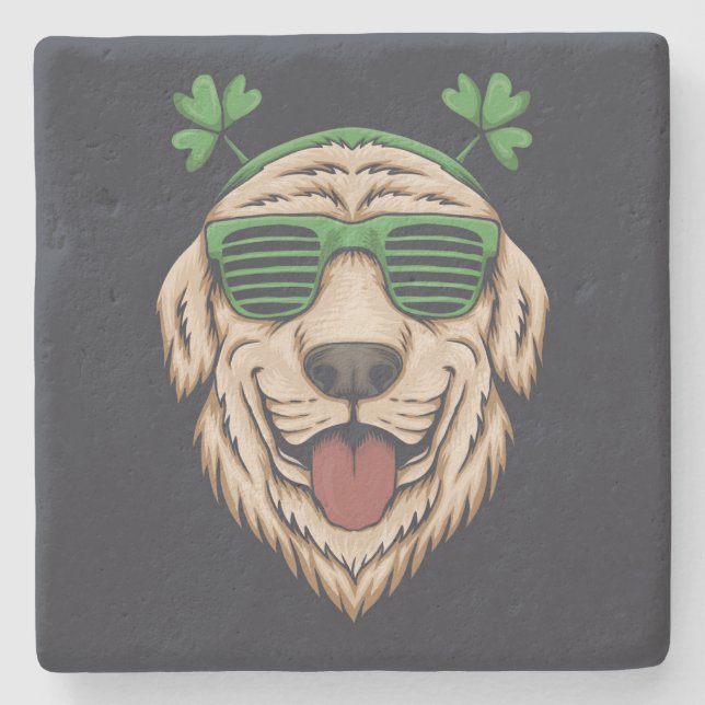 Irish St Patrick's Day dog lover Sunglasses Stone Coaster (Front)