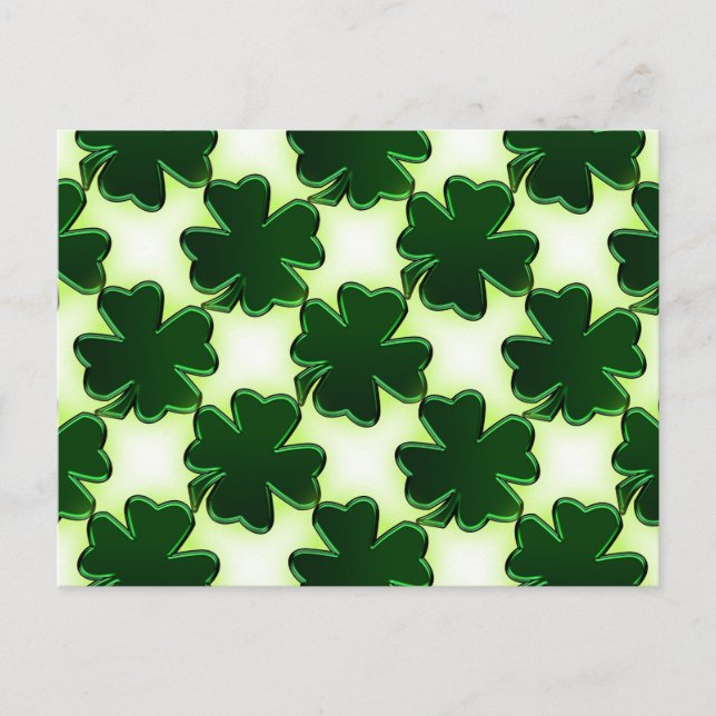 Irish St. Patricks Day Four Leaf Clovers Postcard (Front)