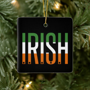 Irish St Patrick's Day Ireland Flag Shamrock Lucky Ceramic Ornament