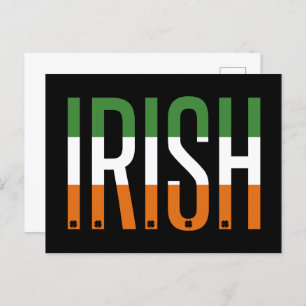 Irish St Patrick's Day Ireland Flag Shamrock Lucky Postcard