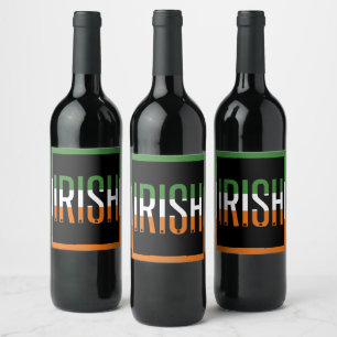 Irish St Patrick's Day Ireland Flag Shamrock Lucky Wine Label