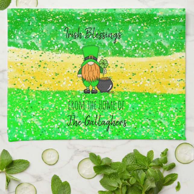 Irish St Patrick's Day Leprechaun Gnome Seasonal  Tea Towel (Folded)