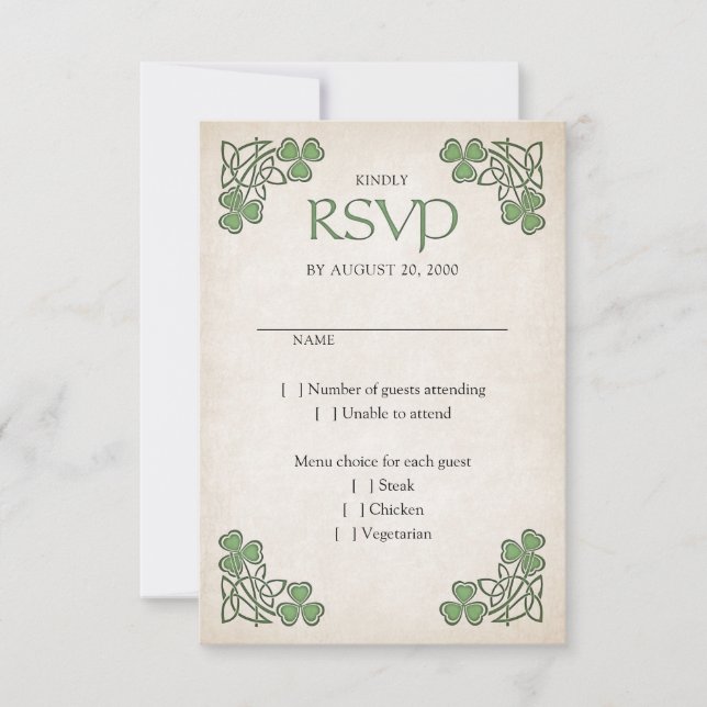Irish St. Patrick's Wedding RSVP Card (Front)