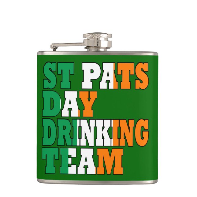 Irish St Pats drinking team Hip Flask (Front)