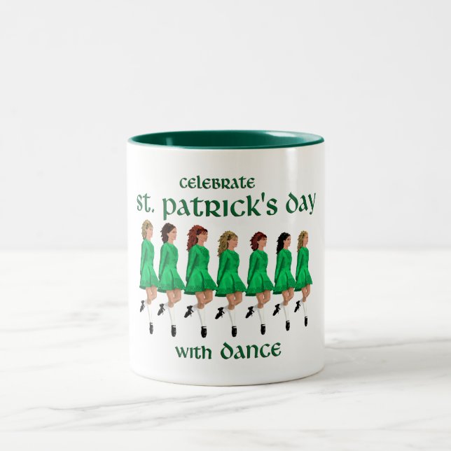 Irish Step Dance Celebrates St. Patrick's Day Two-Tone Coffee Mug (Center)
