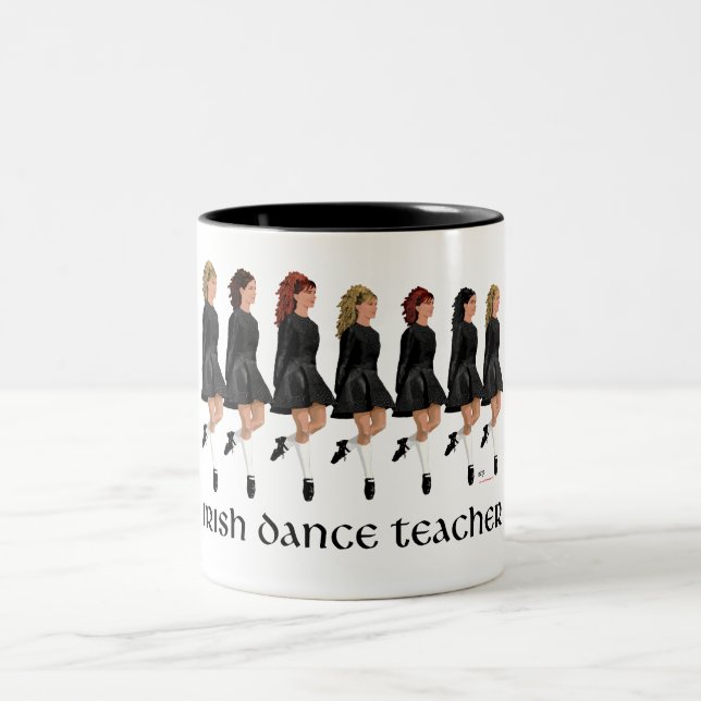 Irish Step Dance Teacher - Black Line Two-Tone Coffee Mug (Center)
