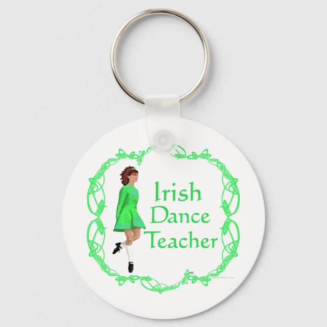 Irish Step Dance Teacher - Green Key Ring (Front)