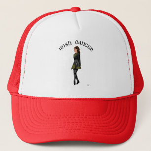 Irish Step Dancer - Black Dress, Brunette Hair Trucker Hat