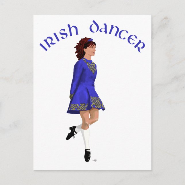 Irish Step Dancer - Blue Postcard (Front)