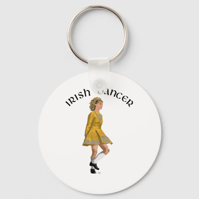 Irish Step Dancer - Gold Dress Key Ring (Front)