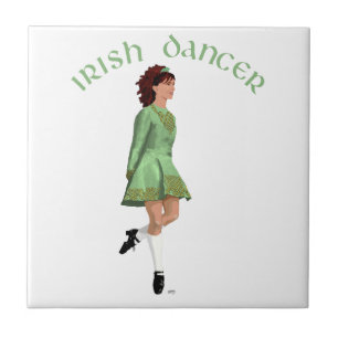 Irish Step Dancer - Green Ceramic Tile