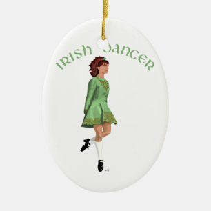 Irish Step Dancer - Green Ceramic Tree Decoration