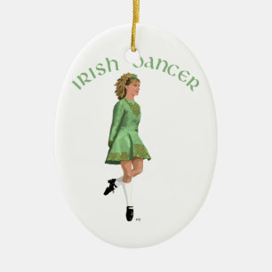 Irish Step Dancer - Green Ceramic Tree Decoration