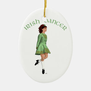 Irish Step Dancer - Green Ceramic Tree Decoration