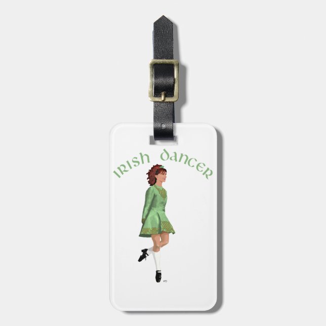Irish Step Dancer - Green Luggage Tag (Front Vertical)