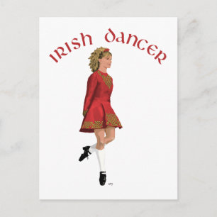 Irish Step Dancer in Red Postcard