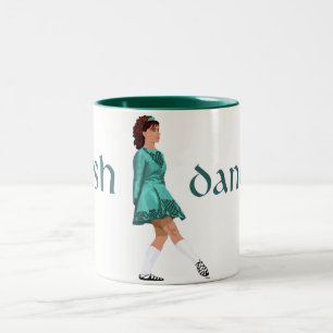 Irish Step Dancer - Soft Shoe - Teal Two-Tone Coffee Mug