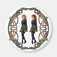 Irish Step Dancers in Celtic Knotwork Surround