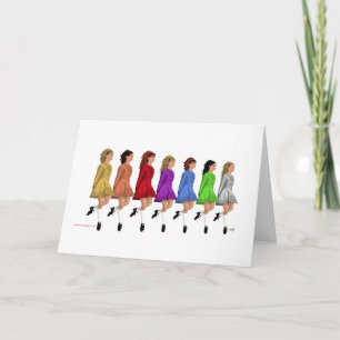 Irish Step Dancers - Rainbow Line of Dancers Card