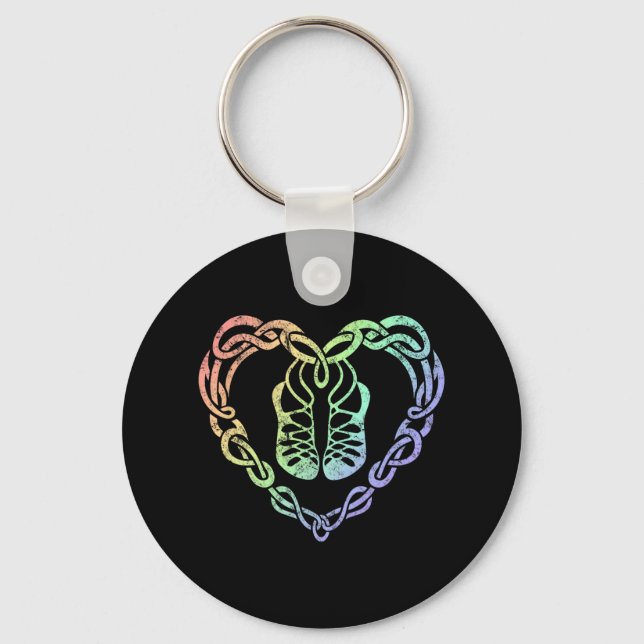 Irish Step Dancing Celtic Knot Heart  Key Ring (Front)