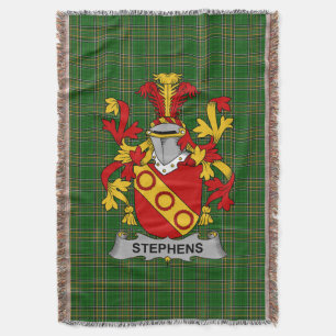 Irish Stephens Coat of Arms Family Crest Ireland Throw Blanket