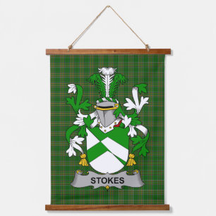 Irish Stokes Coat of Arms Family Crest Hanging Tapestry